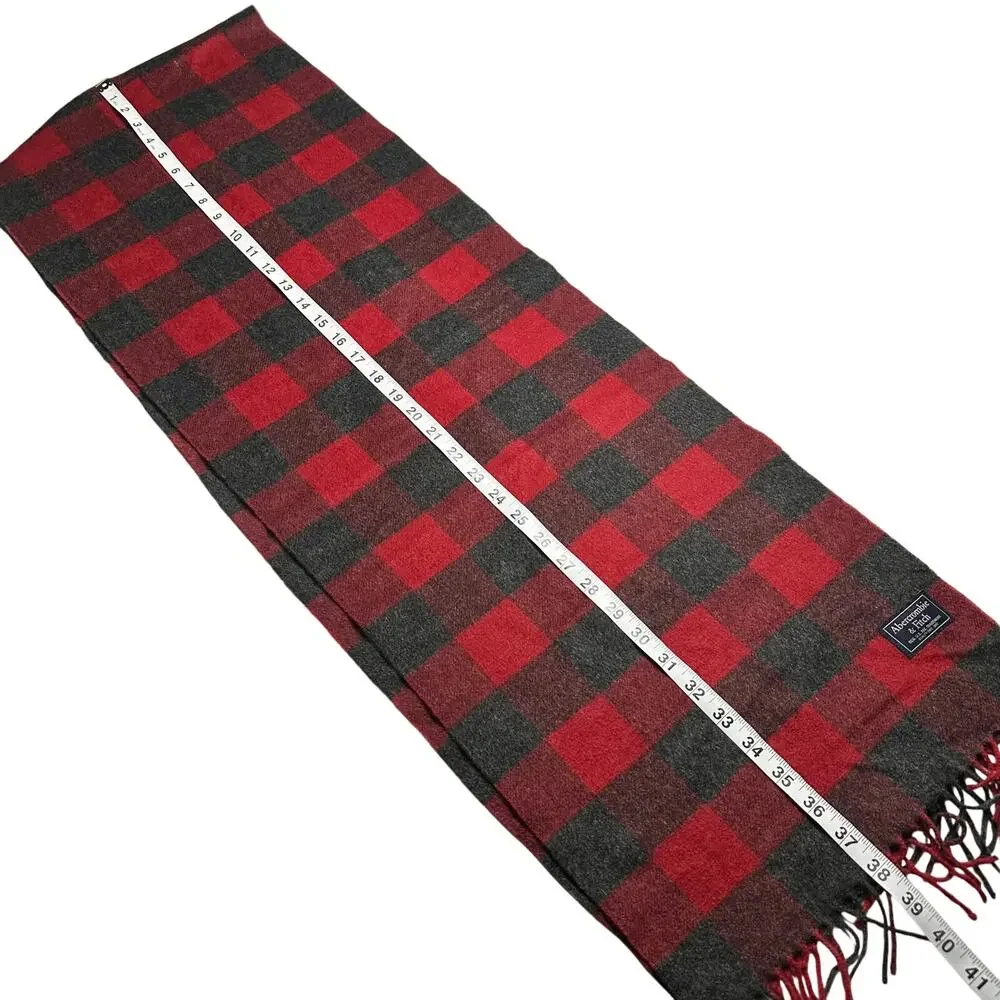 Abercrombie & Fitch | Men | Wool Blend Checker Plaid Cozy Fringe Scarf | OS